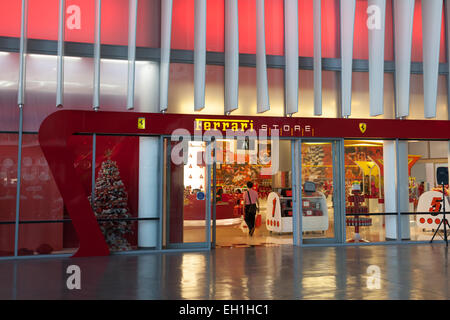 Ferrari Shop at the Ferrari World Theme Park. December 19, 2014 in Abu Dhabi, United Arab Emirates Stock Photo