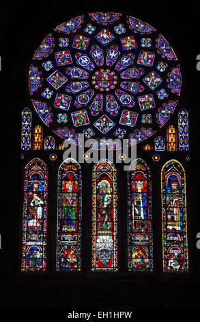 Rose Window, North Transept, Our Lady of Chartres Cathedral, Chartres, France Stock Photo
