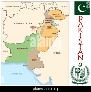 pakistan administrative and political map with flag Stock Vector Image ...