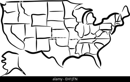 Editable vector sketch of the states in the USA