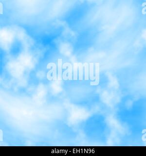 Editable vector illustration of two layers of white clouds on a blue sky created with a gradient mesh Stock Vector