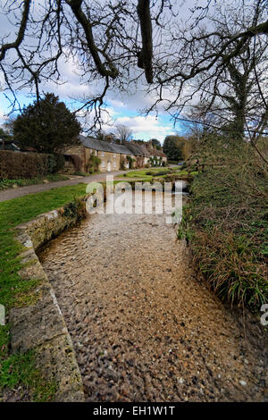 The Caule Bourne stream passes Barrington Row or Winkle Street is part of Calbourne, Isle of Wight Stock Photo