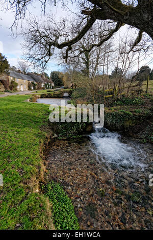 The Caule Bourne stream passes Barrington Row or Winkle Street is part of Calbourne, Isle of Wight Stock Photo