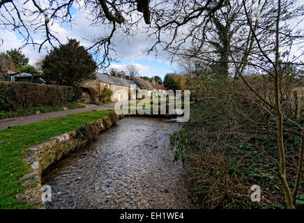 The Caule Bourne stream passes Barrington Row or Winkle Street is part of Calbourne, Isle of Wight Stock Photo