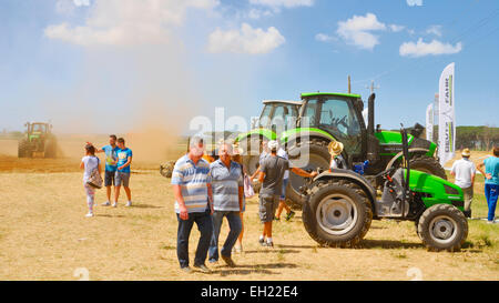 Exhibition of new tractors in an agricultural fair in Agro Pontino, Lazio, Central Italy.