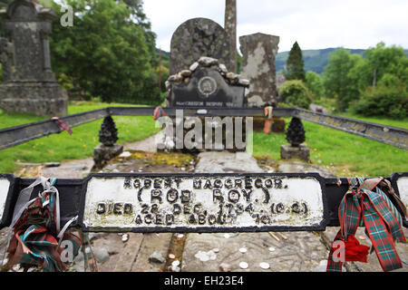 The grave of Rob Roy MacGregor in Balquhidder church cemetery Stock Photo