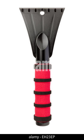 Ice Scraper with a red foam handle, isolated on white. Stock Photo