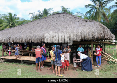 Sumbanese house in a village with traditional thatched roof, island of Sumba, Indonesia, Asia Stock Photo