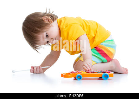 kid boy toddler playing with toy Stock Photo