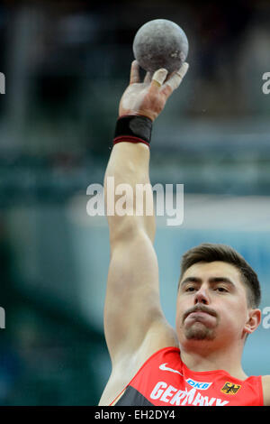 Prague, Czech Republic. 5th Mar, 2015. David Storl of Germany competes during the men's shot put qualification at the European Athletics Indoors Championships in Prague, Czech Republic, on Thursday, March 5, 2015. © Michal Kamaryt/CTK Photo/Alamy Live News Stock Photo