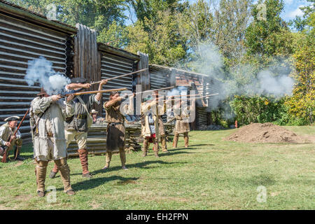 Reenactment of the 1778 Siege of Fort Boonesborough Kentucky. Stock Photo