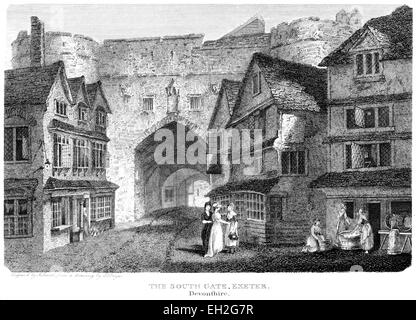 City women and a country-woman in Elizabethan England, 1500s. Hand ...