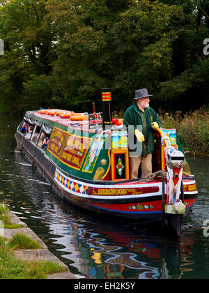 Canal Boat or narrow boat Birdswood on a pleasure ride run by the Friends of Cromford Canal in Cromford Derbyshire England UK