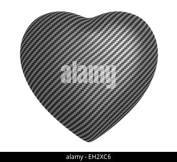Carbon fibre heart shape isolated over white background Stock Photo