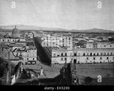 One of the first autotypes of Mexico City, historical photograph, 1884 Stock Photo