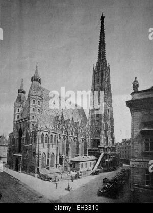 Early autotype of St. Stephen's Cathedral, Vienna, Austria, historical picture, 1884 Stock Photo