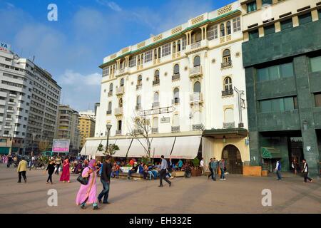 Morocco, Casablanca, United Nations square (place des Nations-Unies), Hotel Excelsior, architect Hippolyte-Joseph Delaporte (built 1914-1916) Stock Photo