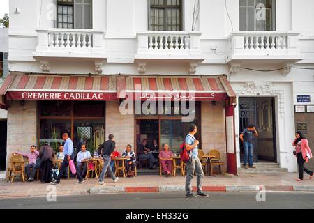 Morocco, Casablanca, Cafe terrace on the boulevard de Paris Stock Photo