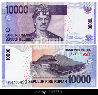 10000 rupiah banknote, Sultan Mahmud Badaruddin II, Indonesia, 2012 Stock Photo