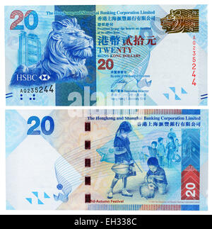 20 dollars banknote, Hong Kong, 2010 Stock Photo