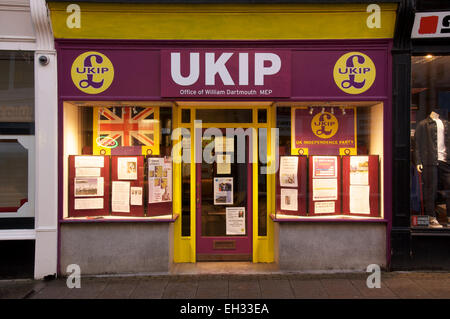 Politics. The local UKIP branch office in Dorchester. The United Kingdom Independence Party is a rapidly emerging nationalist political party. England Stock Photo