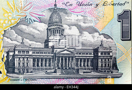 National Congress building, 1 peso banknote, Argentina, 1992 Stock Photo