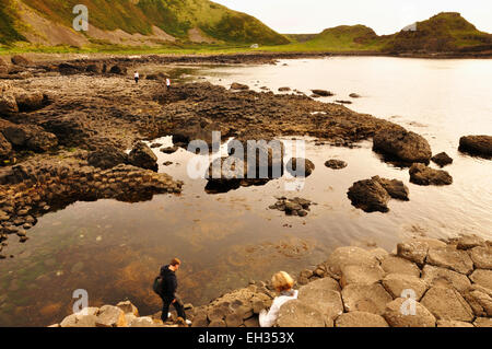 The Giant's Causeway, located in County Antrim on the northeast coast of Northern Ireland. Stock Photo