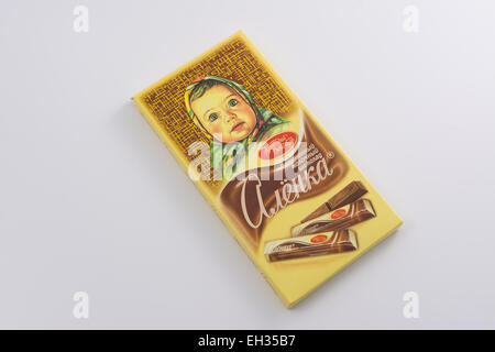 Alenka - Red October chocolate bar - produced in Moscow, Russia - popular Russian chocolate Stock Photo