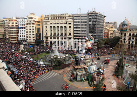 A huge Fallas sculpture display on the street during annual Las Fallas Festival, Valencia, Spain Stock Photo