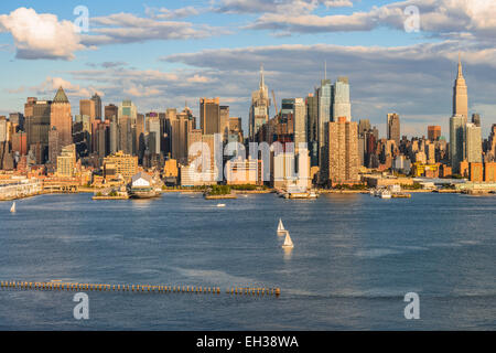 New York City midtown skyline over Hudson river Stock Photo