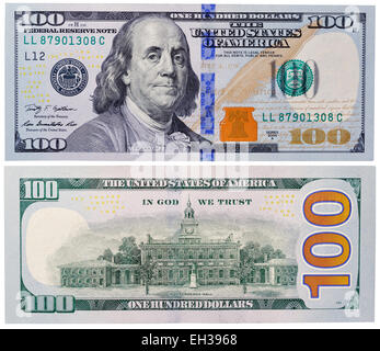 100 U.S. dollar banknote, front and back Stock Photo: 34562661 - Alamy