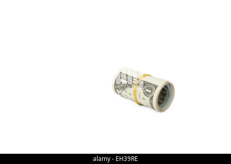 roll of dollar bills, isolated on white Stock Photo