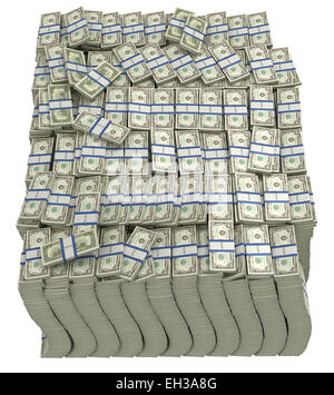 Wealth and success. Large bundle of US dollars isolated Stock Photo