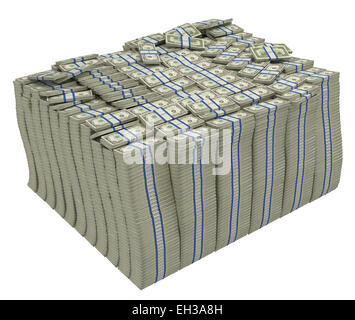 Large stack of american dollars isolated. Wealth and success. Stock Photo