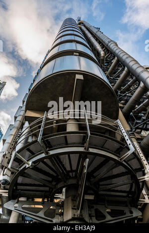 the Lloyd's Building is home to the insurance institution Lloyd's of London and is located on Lime Street, London Stock Photo