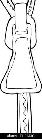 Hand drawn cartoon outline of zipper on white Stock Photo