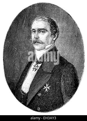 Historical drawing, portrait of Otto Eduard Leopold von Bismarck-Schoenhausen, Price of Bismarck, 1815-1898, Prime Minister of Prussia and first Chancellor of the German Empire Stock Photo