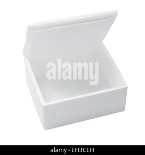 Open Styrofoam Storage Box On White Background Stock Photo