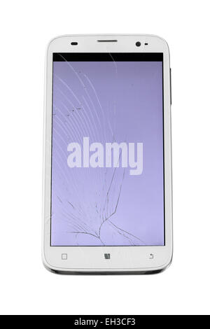 Broken Touch Screen Smartphone On White Background Stock Photo
