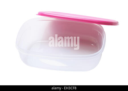 Open Plastic Container On White Background Stock Photo