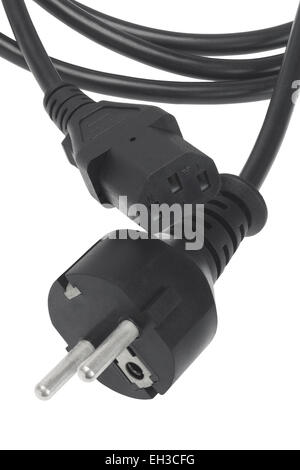 Power Cable With Plug And Socket On White Background Stock Photo