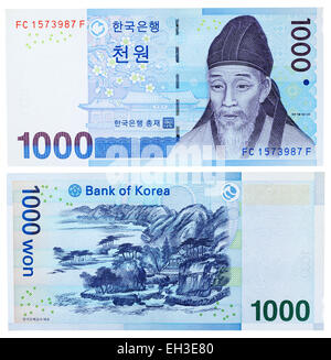 1000 won banknote, South Korea, 2007 Stock Photo