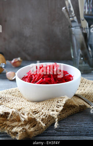 Beet salad a white bowl, food Stock Photo