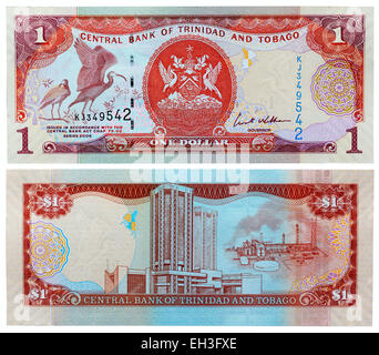 1 dollar banknote, Scarlet Ibis, oil refinery, Trinidad and Tobago, 2006 Stock Photo