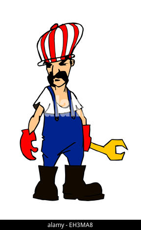 repair service man cartoon human character illustration