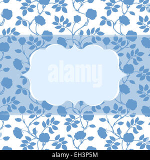 Postcard, invitation editable template with frame and seamless floral background Stock Photo