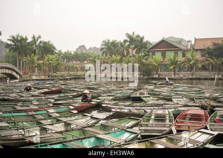 Boats at of Tam Coc (Tam Hoc) , Vietnam Stock Photo
