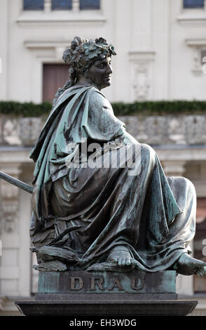 Archduke Johann Fountain, allegorical representation of the river Drau, Hauptplatz square, Graz, Styria, Austria Stock Photo