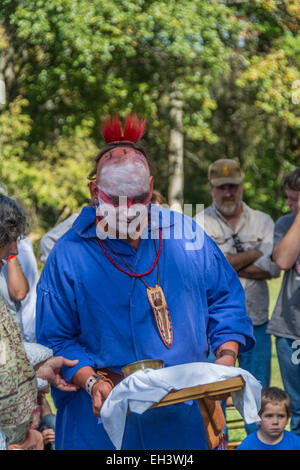 Traditional Cherokee Native American wedding ceremony conducted at Fort Boonesborough Kentucky Stock Photo