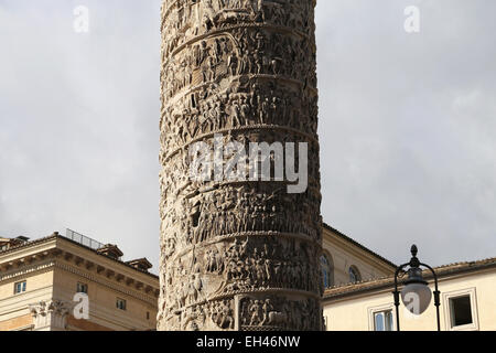 Italy. Rome. Column of Marcus Aurelius. Scene from the Marcomannics Wars. Detail sperial relief. Erected, 180-196 by Commodus. Stock Photo